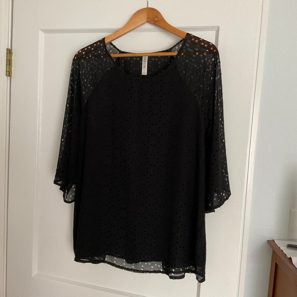 Black bell sleeve top